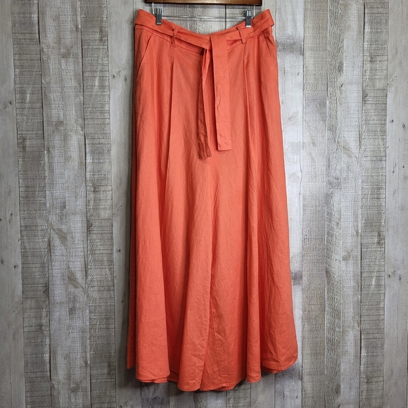Banana Republic Meridian Linen Pant. Size 14 Petite. Coral Sunset - Picture 2 of 16